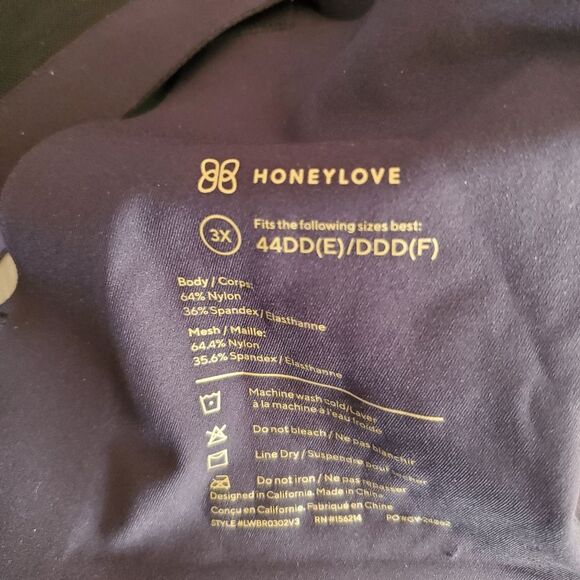 Honeylove CrossOver Bra Black Underwire-free Adjustable 3X 44 DD  44 DDD NWT - Picture 10 of 10
